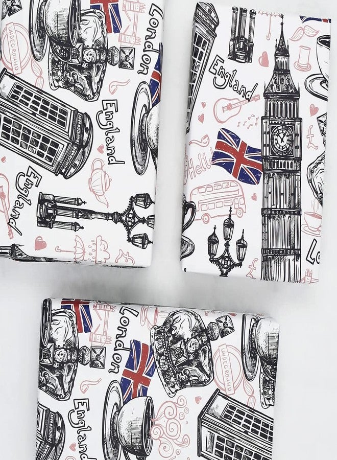 Geluode Big Ben London Wrapping Paper, British Characteristic Architecture Design Gift Wrap Paper for Birthday or National Day, 4 Sheets Folded Flat 20x28 inch Per Sheet - Image 4